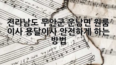 전라남도 무안군 운남면 원룸 이사, 용달이사 안전하게 하는 방법!